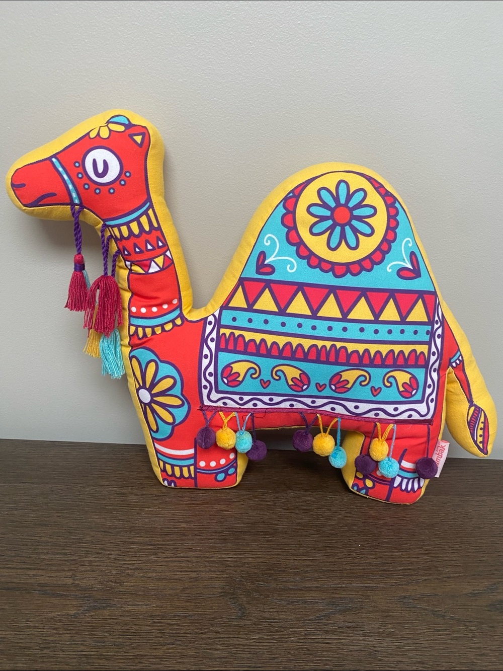 Chumbak Colorful Camel Plush Accent Pillow Yellow & Multicolor